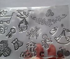 Stempel Baby Geburt Wiege Embossing Set Karten Einladung Storch Ornamente Verzie