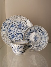 antikes Rauenstein Tee- Kaffeegedeck 3tlg gemarkt Goldrand u. Bemalung Vogel