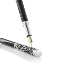 Waldmann Sterling-Silber Füller XETRA VIENNA schwarz,Wiener Gravur,Goldfeder 