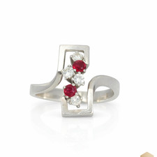 Moderner 585 Weißgold Ring