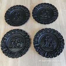 4 Stück Gusseisen , Teller , Wandteller, verschiedene Motive, vintage