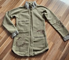 Gut erh.# Fleece-Jacke, wärmend, Grün, im Goa-Style, Po bedeckend, Gr.36