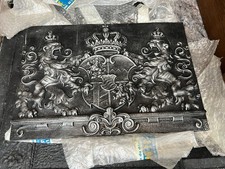 Gusseiserne Kaminplatte Antik Antiquität Wappen  Ofenplatte 31x49,5