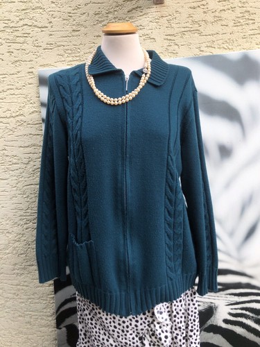 Petrol farbende strickjacke - petrol,