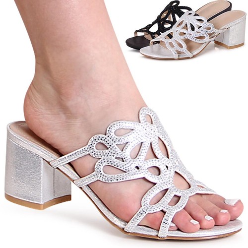 Damen glitzer pantoletten - glitzer,