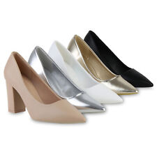 Damen Klassische Pumps Leder-Optik Absatzschuhe Spitz Basic 841546 Schuhe 
