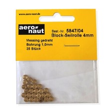 (0,36€/Stück) Block-Seilrolle 4,0 mm Bohrung 1,0 mm, 25er Pack