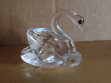 Figur Schwan klein Glas geschliffenes Glas schwarze Augen/ ca.4cm