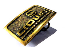 CROWN AUDIO solid brass Buckle limited 70s vintage rare Gürtelschnalle by TBW