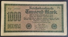 Dt. Reich 1000 Mark Reichsbanknote, Berlin 15. Septembert 1922, gebraucht (1)