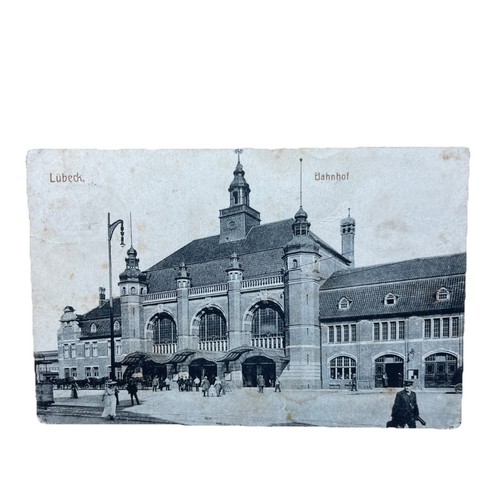 Postkarte lübeck bahnhof - lübeck,
