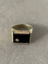 Siegelring Ring Goldring Gold Onix Diamant 585 Gelbgold ca. 8g 14 Karat  Vintage