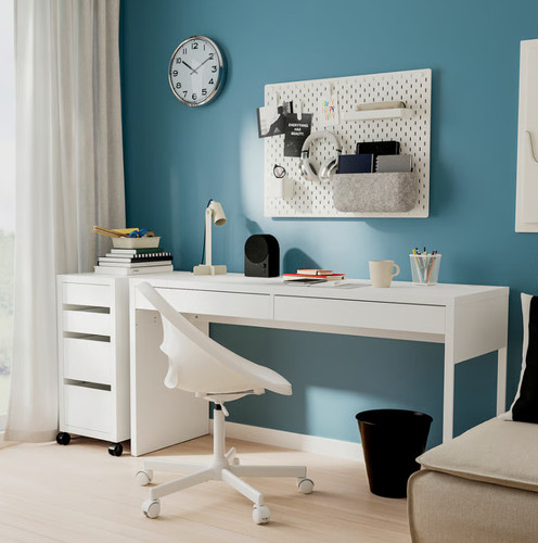 White desk with drawers - white,