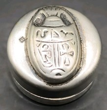Antike Jugendstil Silber 900 Pillen Dose Ägypten Skarabäus