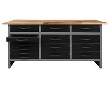 Ondis24 Werkbank Werktisch Montagewerkbank Werkstatt 160 cm 15 Schubladen Metall