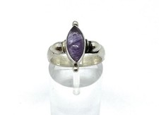 925/- Sterlingsilber Ring, Amethyst, Cabochon, Muster, Gr. 55