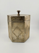 Antike Teedose - um 1920 - Hexagon - versilbert - Deutschland/Österreich/O018