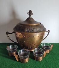 Alter Kupfer Bowle Topf mit 4 Gläsern, Driburg Kristall