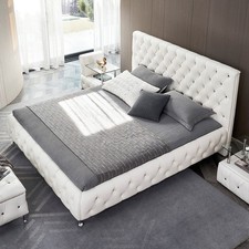 Designbett Doppelbett Polsterbett Amour in Weiß mit Kristallen