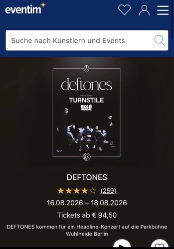 Deftones konzert karten - konzert,