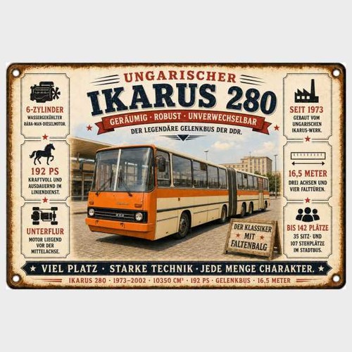 Blechschild ikarus 280 - blechschild,
