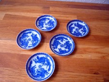 5 kleine Asia Tellerchen - blau weiß, kleine Teller, Japan - für Sushi, etc.