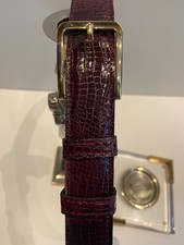 Baby Krokodilleder Gürtel 3.5 cm,  in Weinrot -GLANZ Braun- CITES.