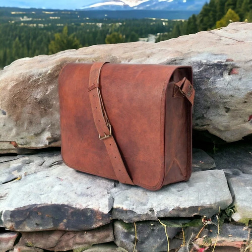 Leder vintage laptoptasche - leder,