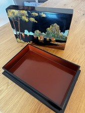Japanische Holz Lack Schatulle Dose Schachtel um 1920  30x20x6 cm