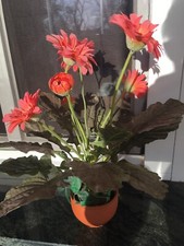 Gerbera 45 cm im Topf Kunstpflanzen orange künstliche Pflanzen Kunstblumen