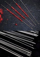 10 Stück Silberfarbe Perlennadeln Fädelnadeln Nadeln in verschiedene Größen Neu