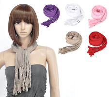 Schal Tuch Halstuch mit Perlen Fransen Quasten 180 cm  1,80 m Farbwahl Stola