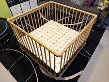 Laufstall Laufgitter Holz Baby 100 x 100 cm