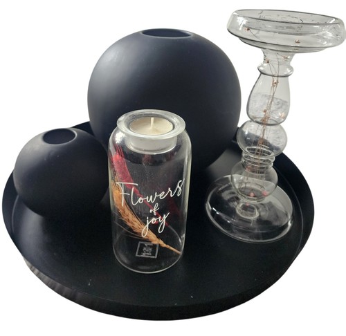 Dekoset schwarz und glas - schwarz, /
