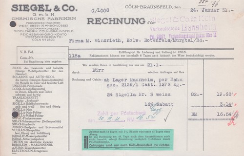 Rechnung siegel chemische - siegel,