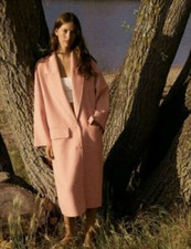 ZARA HAND MADE Wolle Oversize Mantel apricot pastel Wool oversized coat peach  L