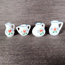 4 x Vintage Porzellan Miniaturen mit Bemalung, Krüge, Sammler, Miniatur, gebr.