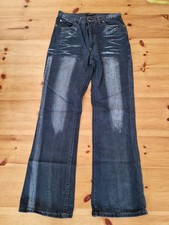 moto UK Jeans Hose Herren Gr. 32L Euro 40 / 42 dunkelblau Batik -Optik Baumwolle