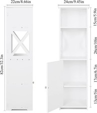 Badschrank Weiß Badregal Beistellschrank Kommode Küchenschrank Schmal 82x24 cm