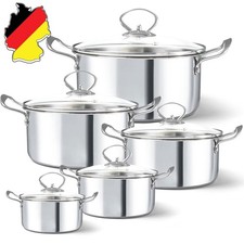 10 tlg Edelstahl Kochtopfset
