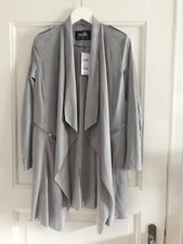 TOP Blogger zara mango grau Velours Wildleder Biker Jacke Blazer WALLIS M 38 NEU