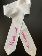 Handbesticktes Schleifen Leinen Band  *  Türschleife * Kiek mol wedder in