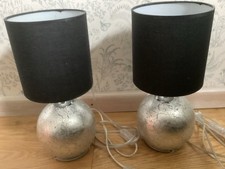 2 Tischlampen Lampen Fensterbank Nachttisch Silber Krakelee