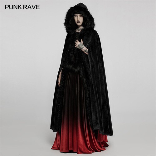 Punk rave faux fur long - fur, cloak
