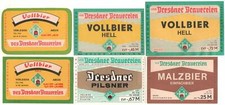 6 Bieretiketten DDR Dresdner