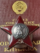  ☆Original Orden Roter Stern Mit Urkunden☆Top Zustand! UdSSR Russland Silber