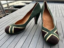 Tolle edle Chie Mihara Pumps Schuhe Gr.39 NEU Velursleder grün schwarz gold?