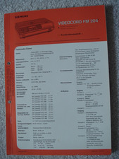 Kundendienstschrift Siemens Videocord FM 204  -  Rarität -