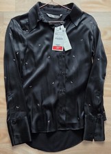 Schwarze Satin Bluse Gr. XS von Zara *Neu mit Etikett*