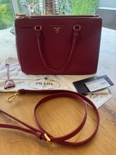 100% Originale Prada Galeria Tasche Saffiano Leder Rot